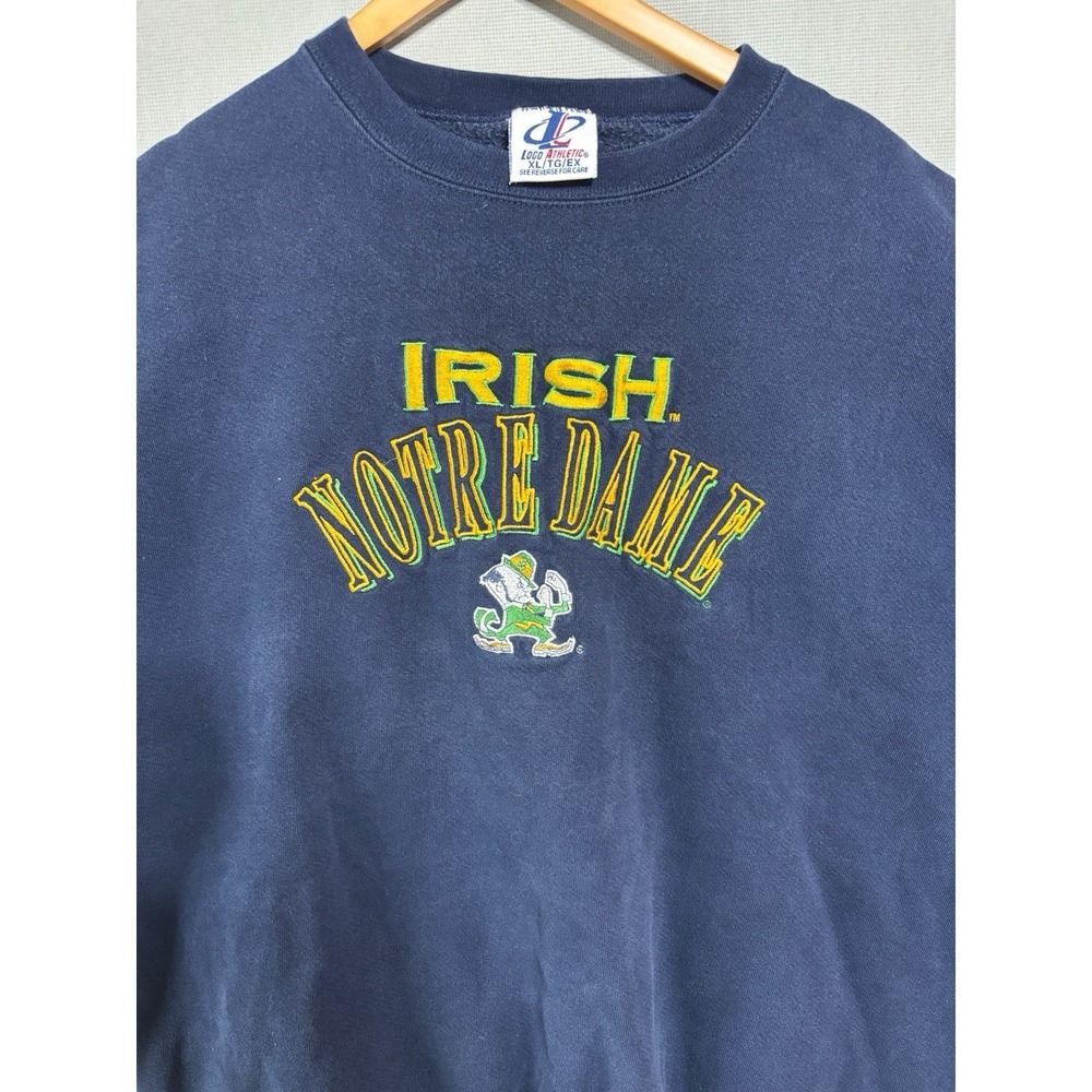 Vtg Logo Athletic Mens Notre Dame Fighting Irish Blue Sweatshirt Size XL